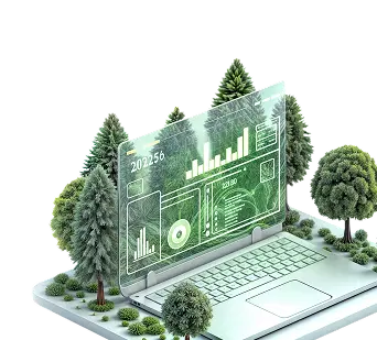 Laptop with digital forest